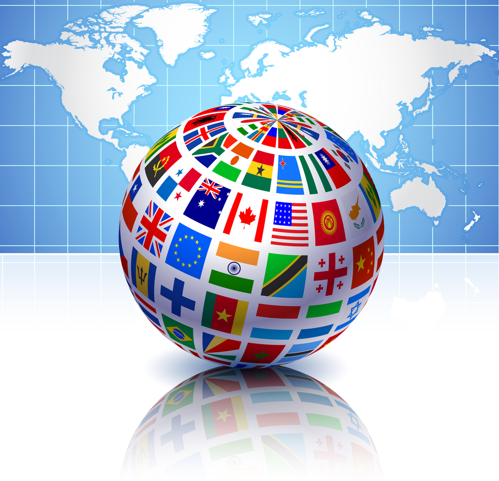 Flags Globe with World Map Original Vector Illustration EPS10