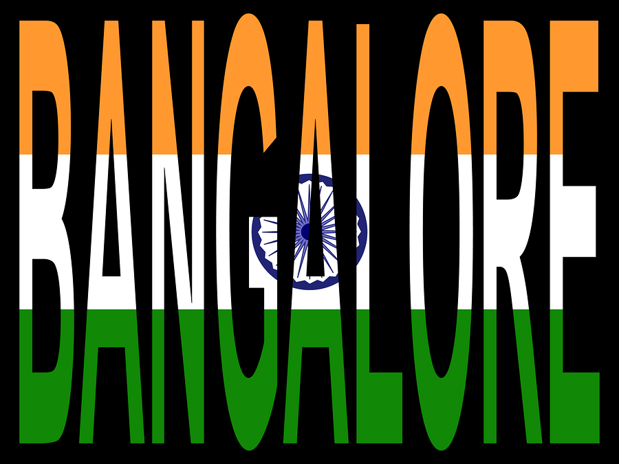 city of Bangalore with flag of India JPG