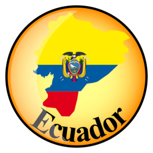 orange button with the image maps of Ecuador in the form of national flag