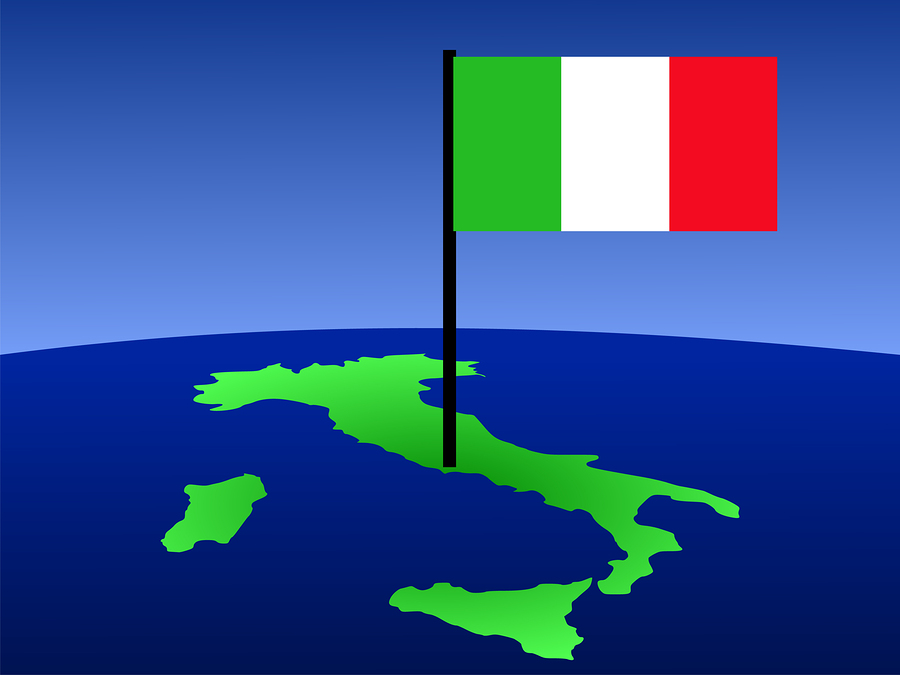 map of Italy and Italian flag illustration