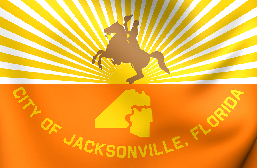 Flag Of Jacksonville, Usa. 3D Flag of Jacksonville, USA. Close Up.