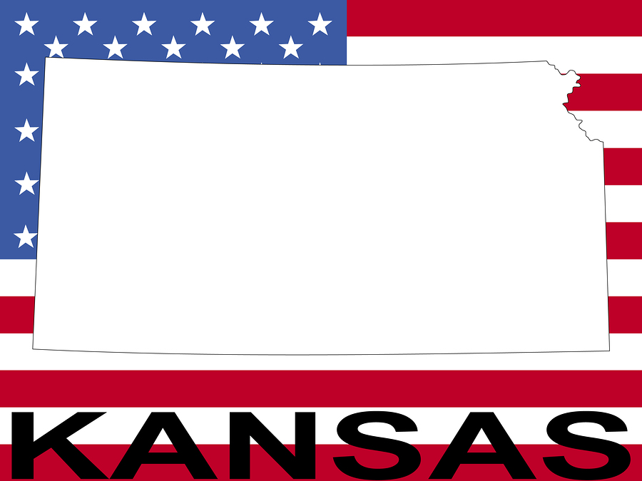 Map Of Kansas map of Kansas on American flag illustration