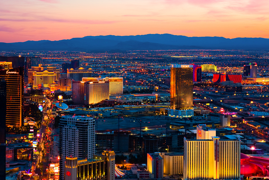 Las Vegas At Sunset lAS VEGAS - MARCH 31: An aerial view of Las Vegas in shown in this image taken on March 31 2009 in Las Vegas.