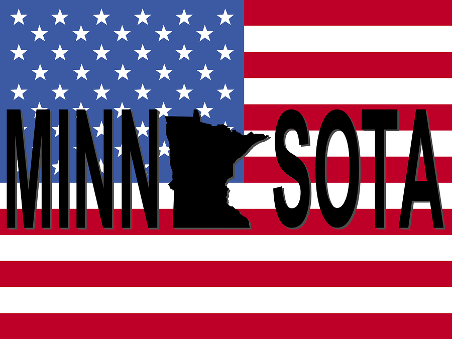 Minnesota text with map on American flag illustration JPEG