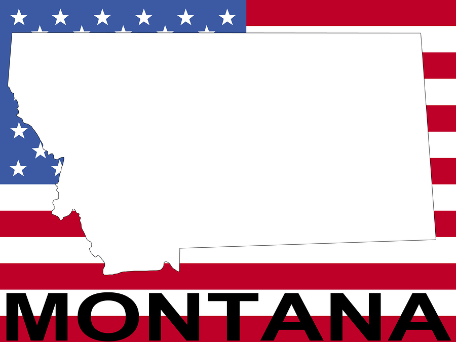 map of Montana on American flag illustration JPG
