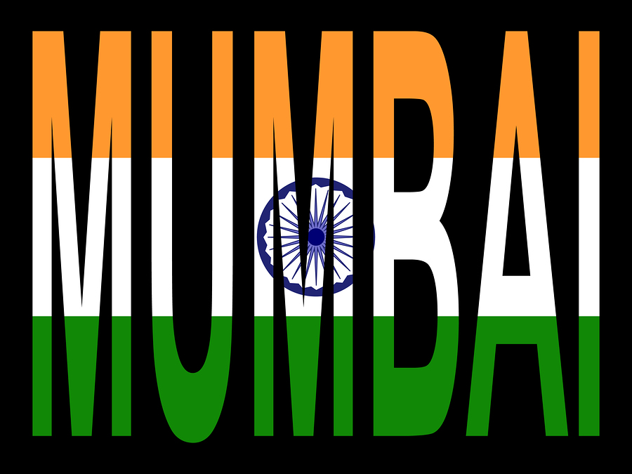 city of mumbai and indian flag illustration