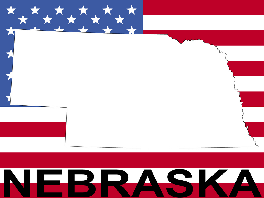 Map Of Nebraska On American Flag Illustration map of Nebraska on American flag illustration