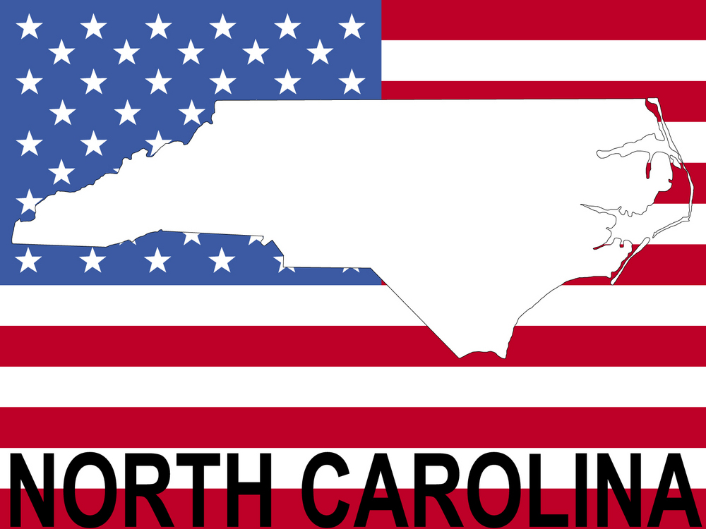 Map Of North Carolina On American Flag Illustration map of North Carolina on American flag illustration