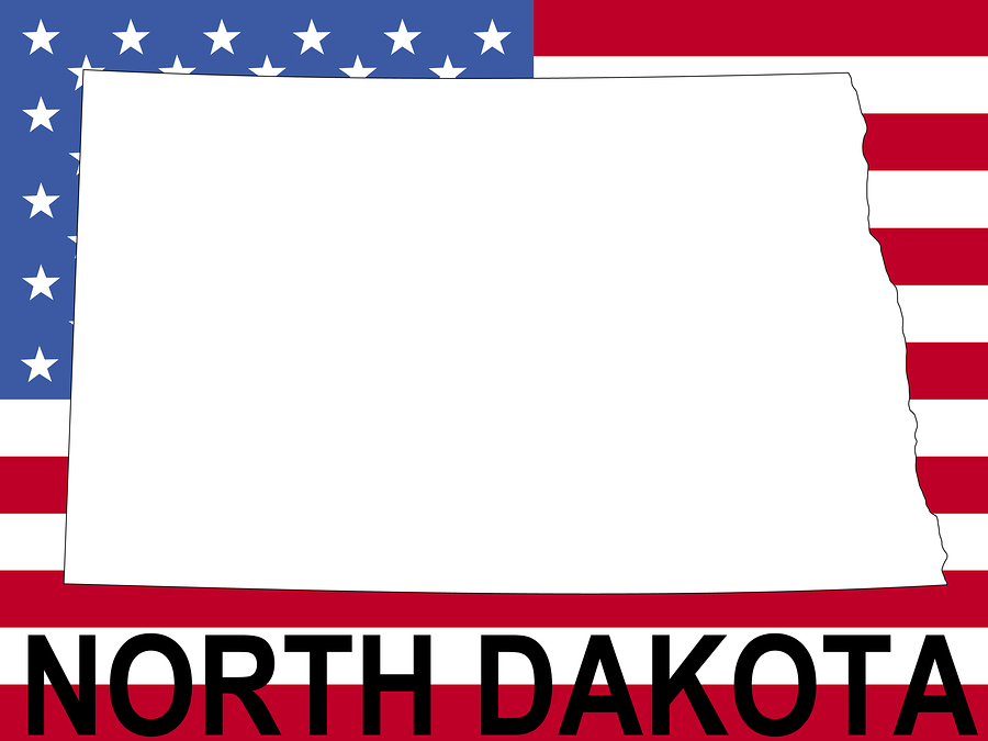 North Dakota On Flag map of North Dakota on American flag illustration