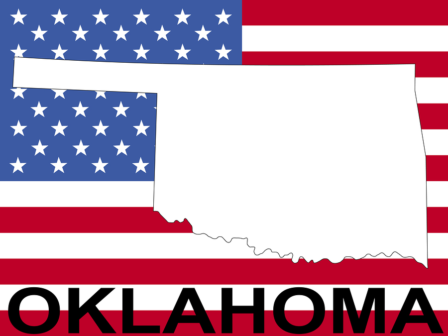 Oklahoma On Flag map of Oklahoma on American flag illustration
