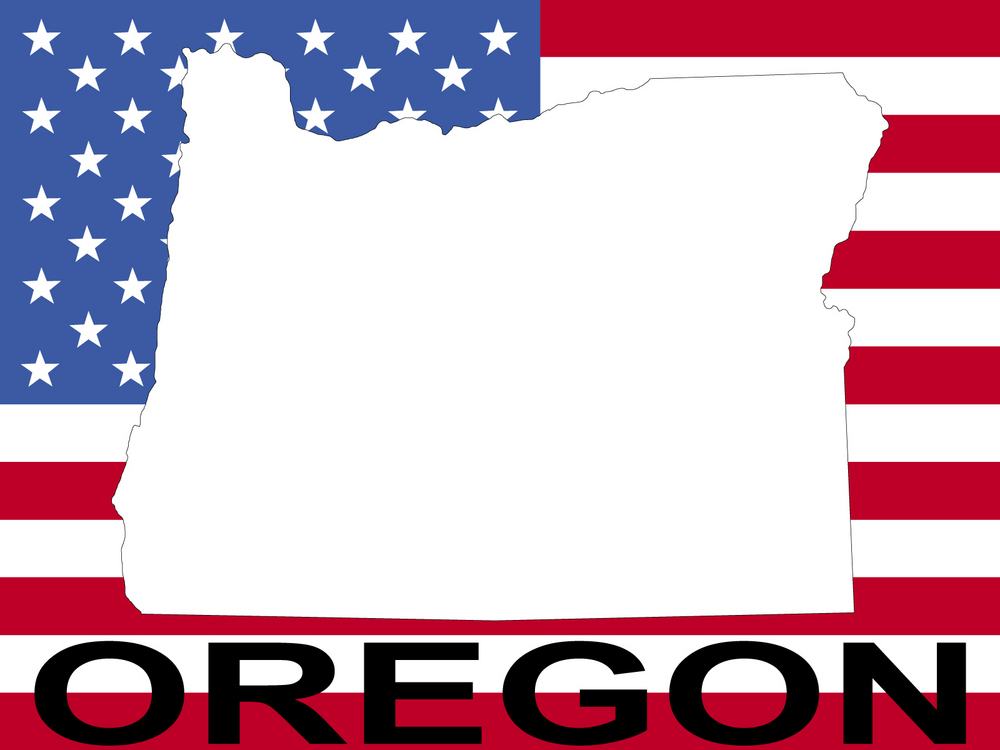 Map Of Oregon On American Flag Illustration map of Oregon on American flag illustration