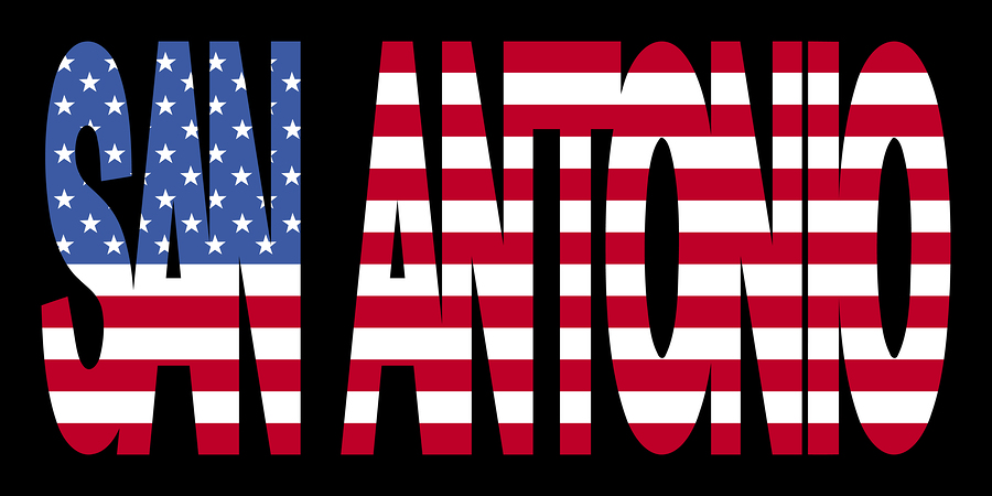 San Antonio Text With Flag San Antonio text with American flag illustration