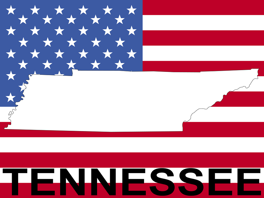 map of Tennessee on American flag illustration JPG