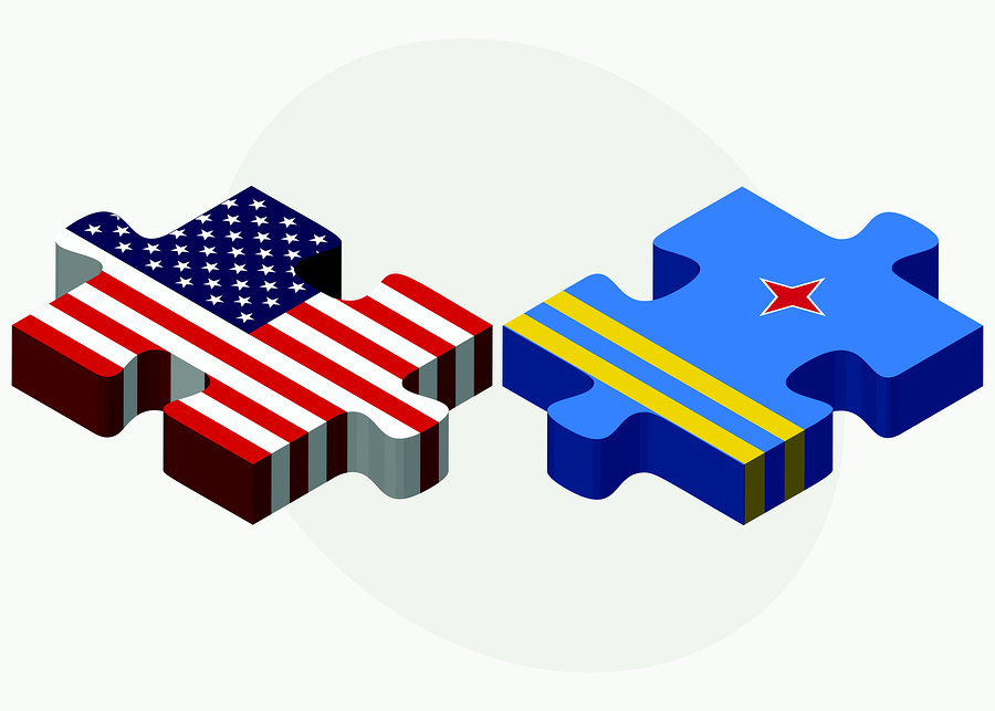 Usa And Aruba Flags In Puzzle Vector Image - USA and Aruba Flags in puzzle isolated on white background.