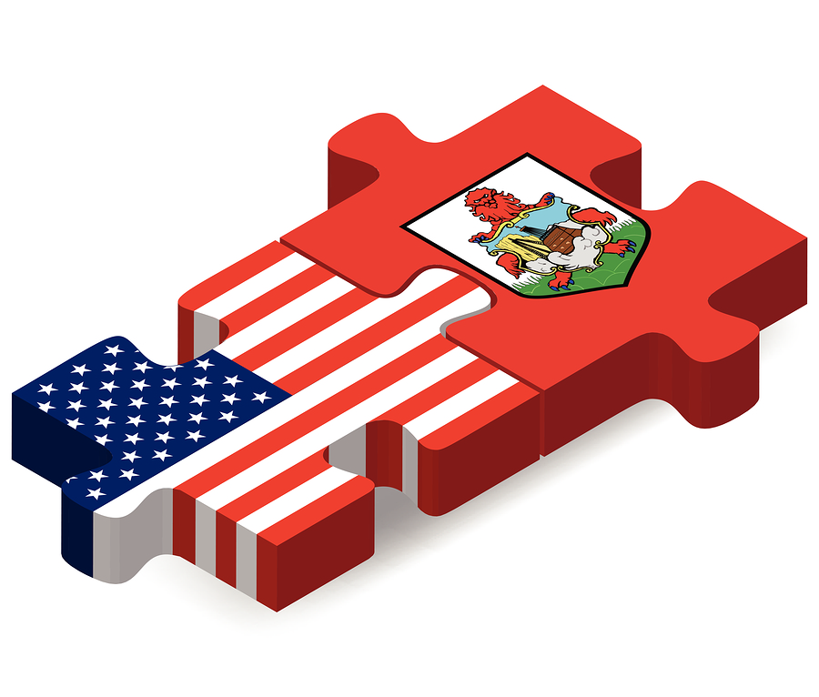 Vector Image - USA and Bermuda Flags in puzzle isolated on white background.