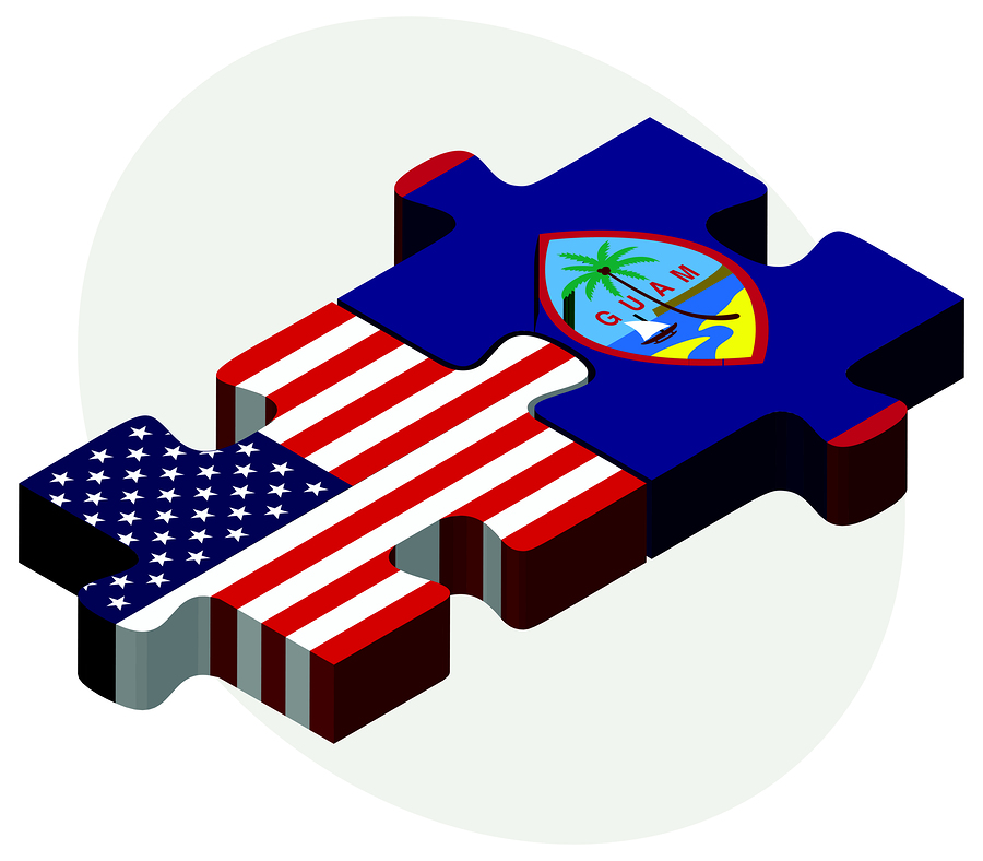 Usa And Guam Flags In Puzzle Vector Image - USA and Guam Flags in puzzle isolated on white background.