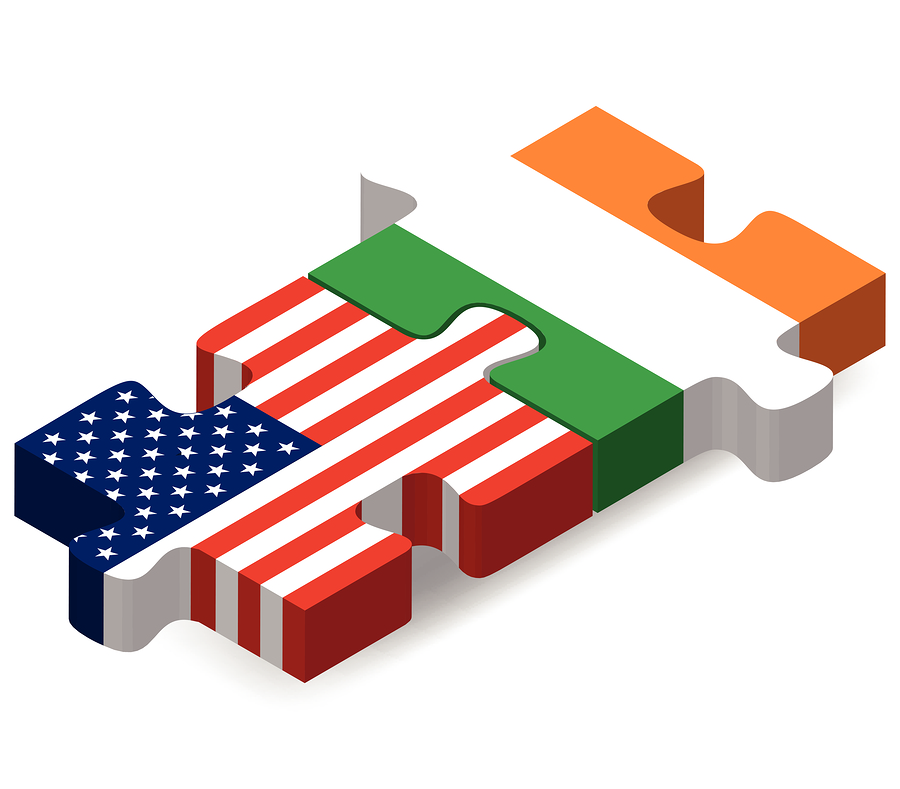 Vector Image - USA and Ireland Flags in puzzle isolated on white background.
