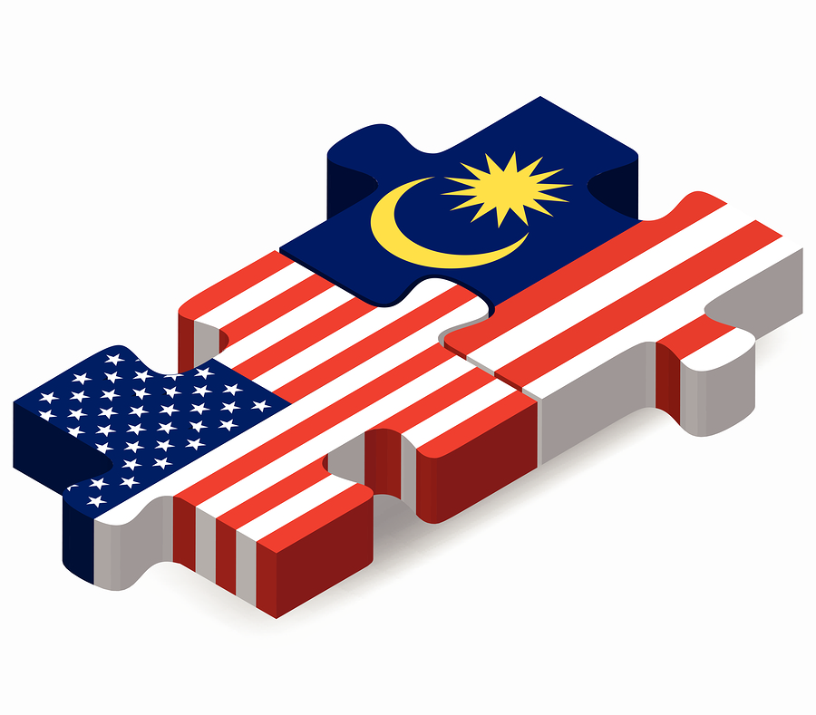 Vector Image - USA and Malaysia Flags in puzzle isolated on white background.