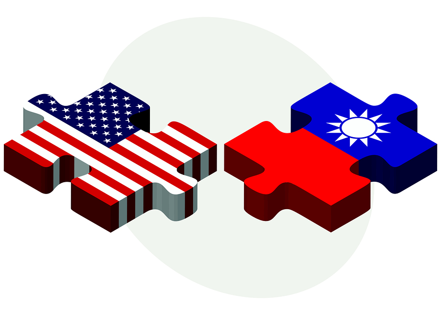 Vector Image - USA and Taiwan Flags in puzzle isolated on white background.