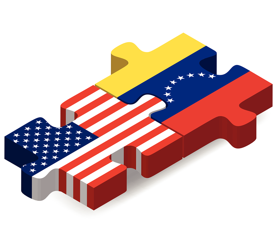 Usa And Venezuela Flags In Puzzle Vector Image - USA and Venezuela Flags in puzzle isolated on white background.