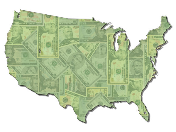 USA Map with American Dollars illustration