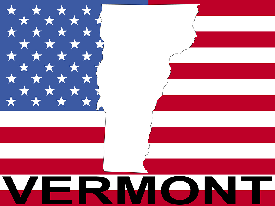 map of Vermont on American flag illustration JPG