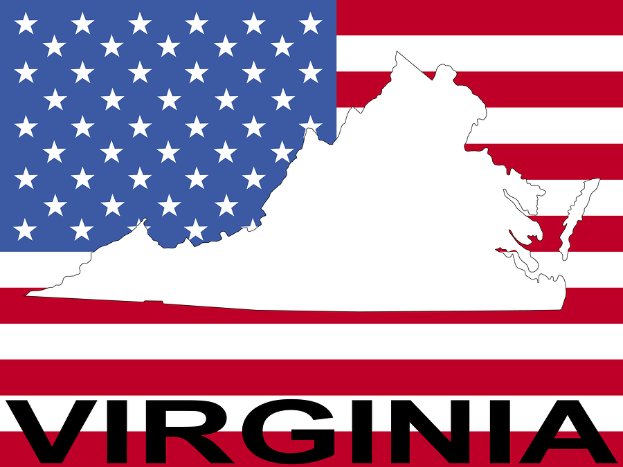 Map Of Virginia On American Flag Illustration map of Virginia on American flag illustration