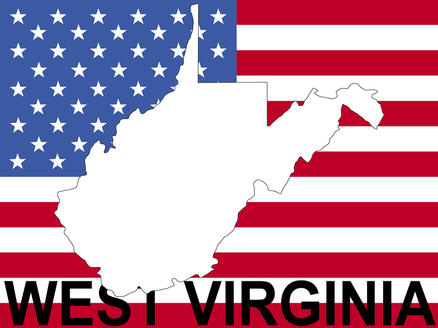 Map Of West Virginia On American Flag Illustration map of West Virginia on American flag illustration